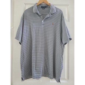 Polo Ralph Lauren Mens Blue white striped polo shirt Size 2XL preppy golf